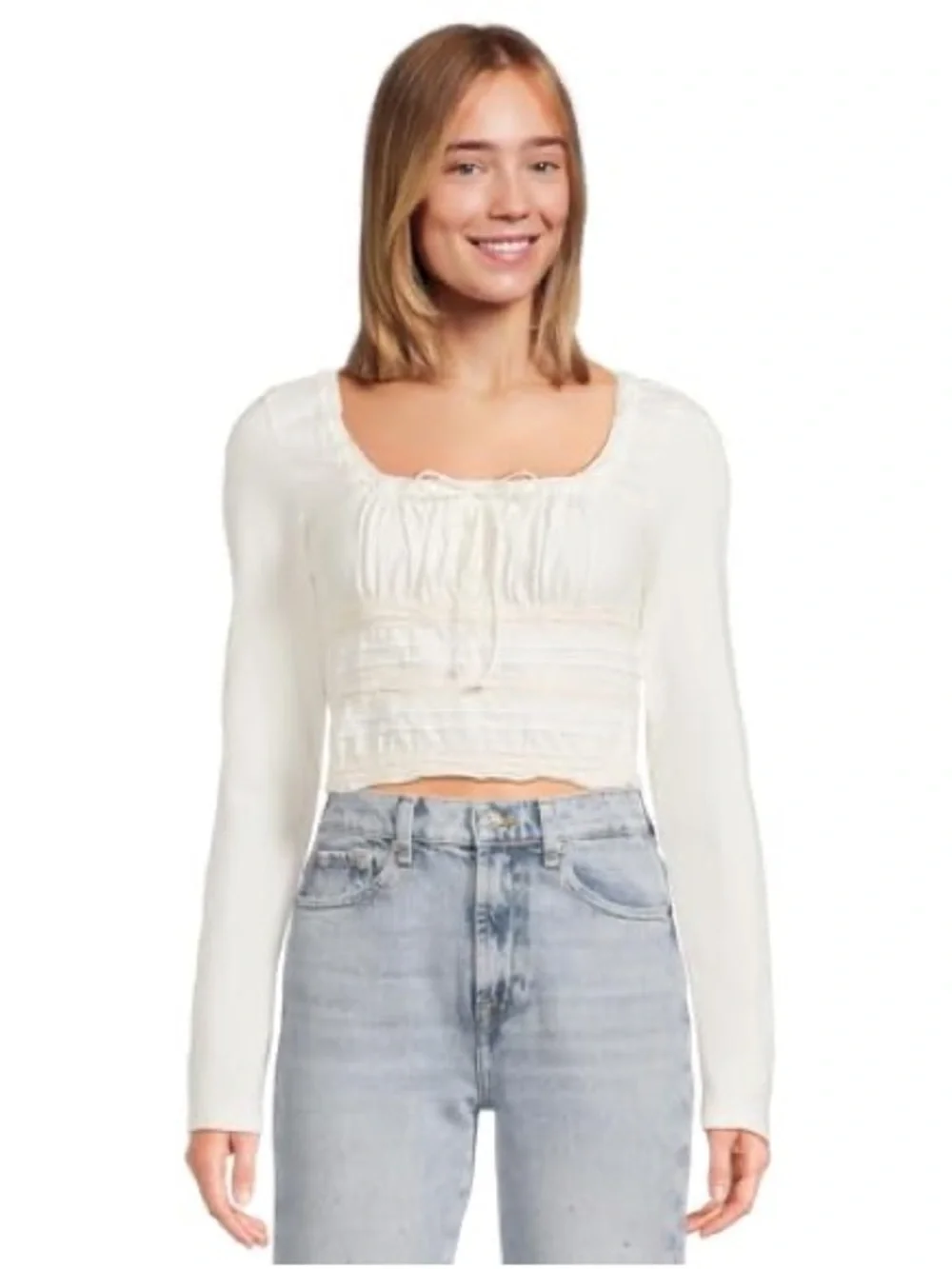 Free people scarlet smocked long sleeve tee